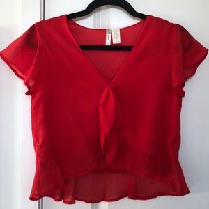 Japna ruffle asymmetrical short sleeve blouse shirt Small